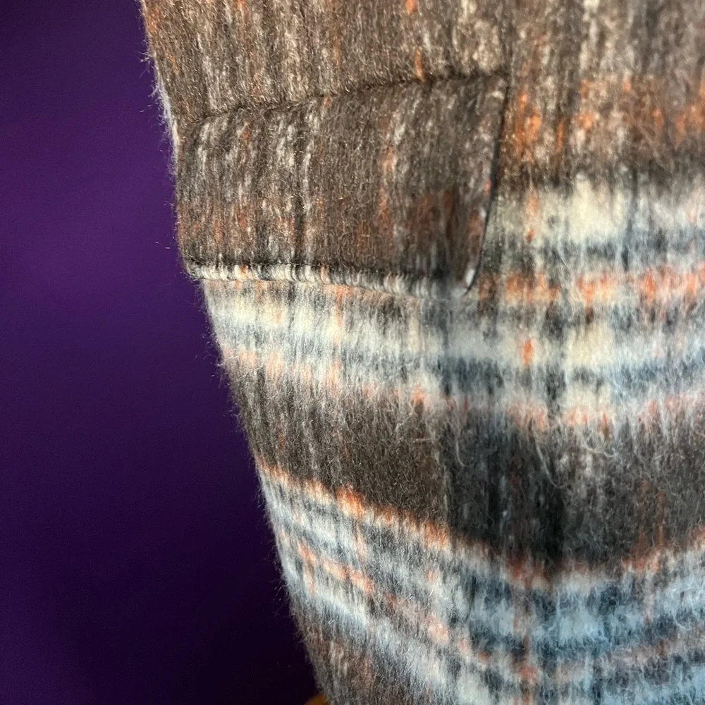 Mauve Anthropologie Brown/Orange Plaid Wool Jacket